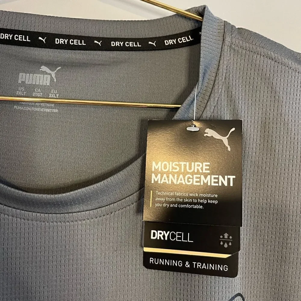 Puma Dry Cell Running & Training Gray Logo T-Shirt | SZ XXL